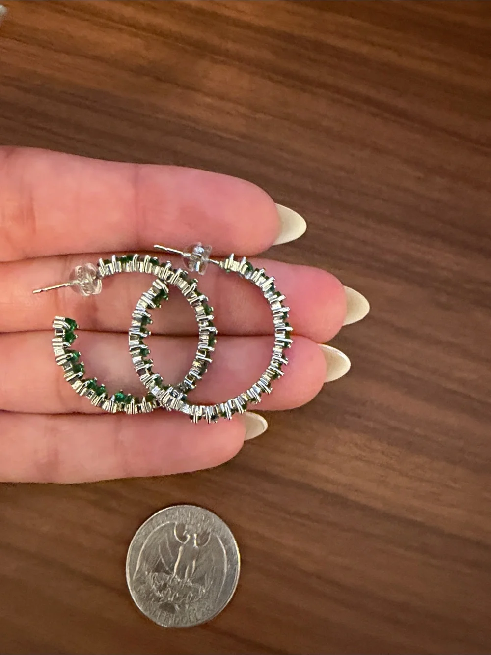 Green Crystal Hoop Earrings - Elegant Women's Jewelry